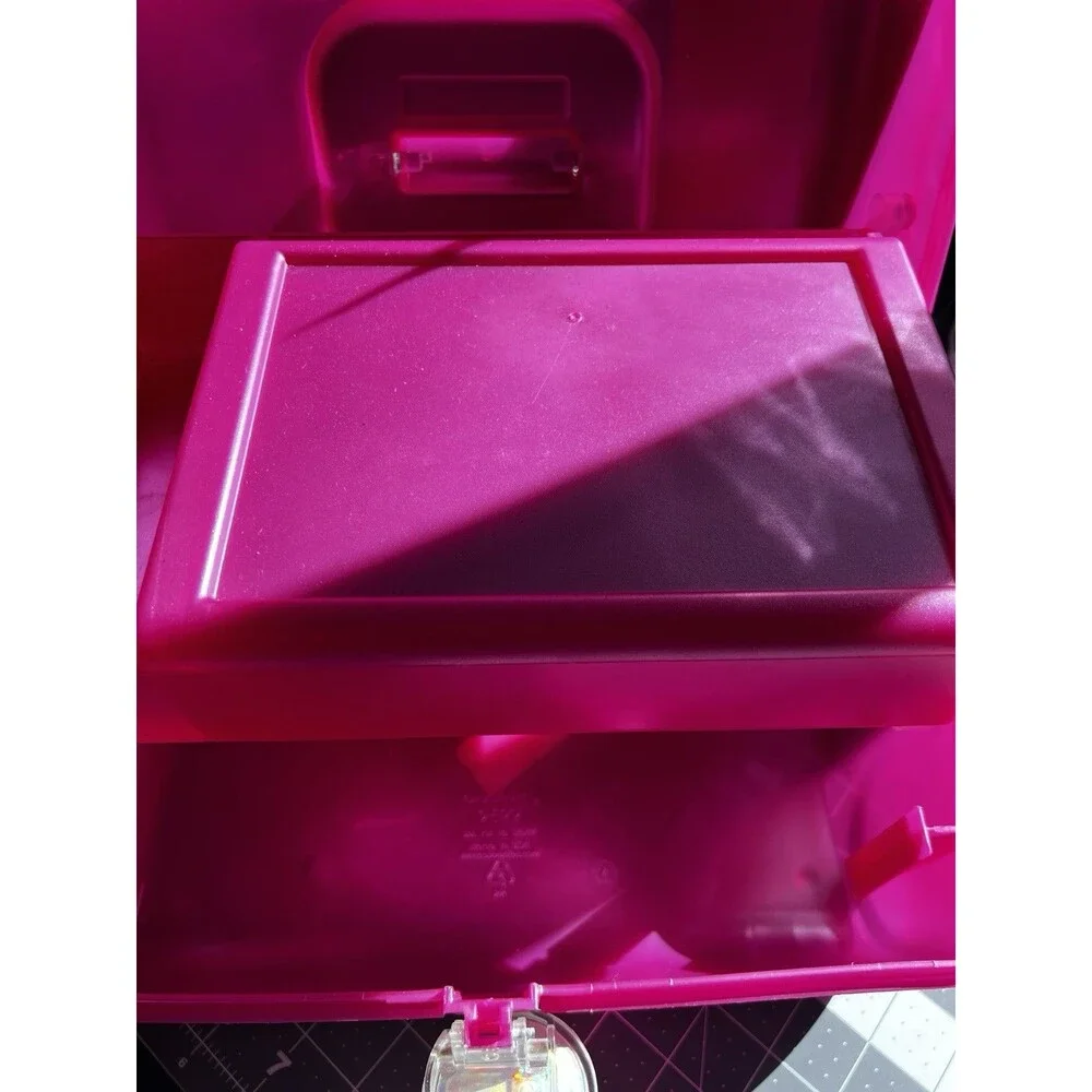 Vintage 90s Caboodles Hot Pink Makeup Case Box Mirrored Tiered Retro Y2K